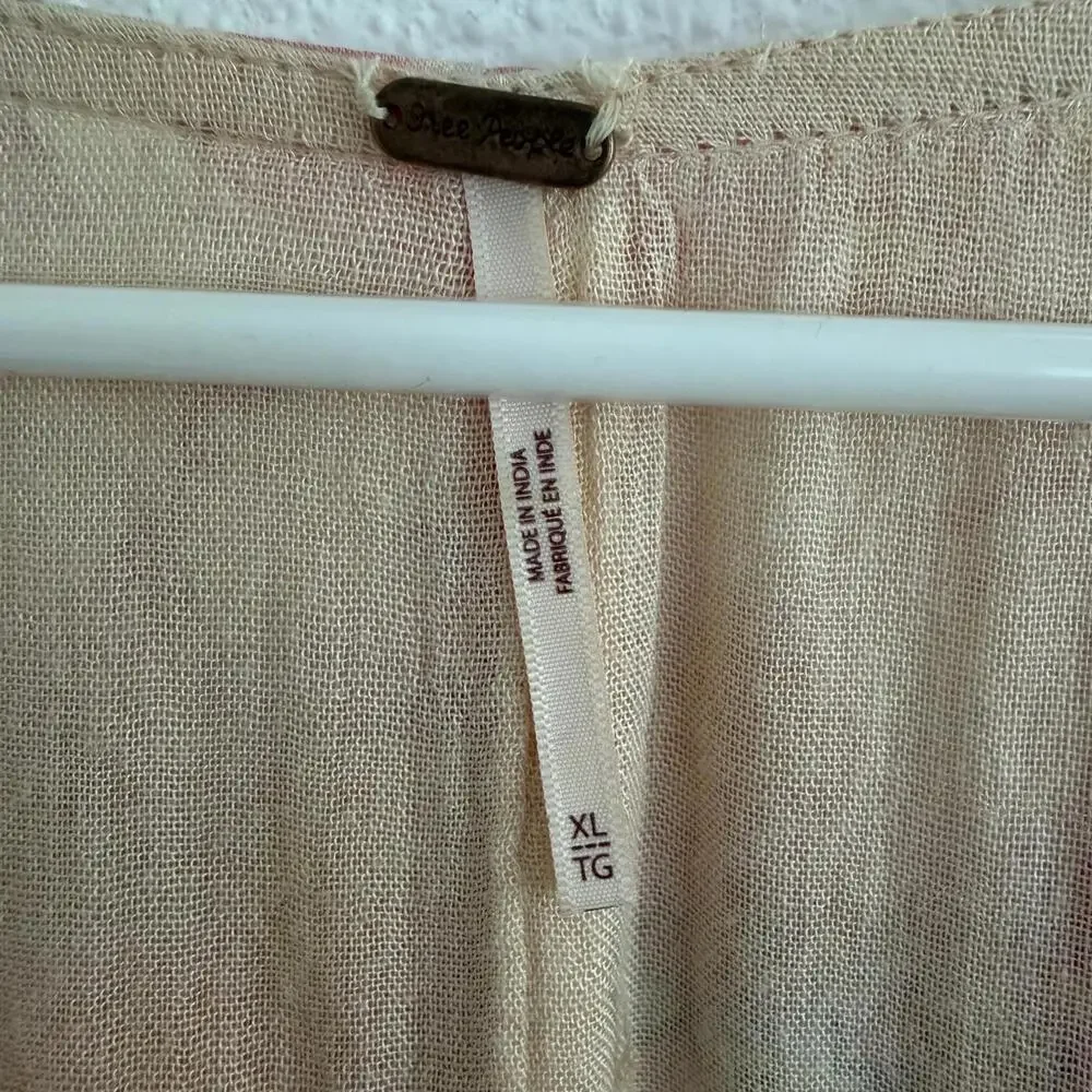 Free People Freddy Tie Mini Dress Floral Sz XL Pink Boho - Picture 4 of 7